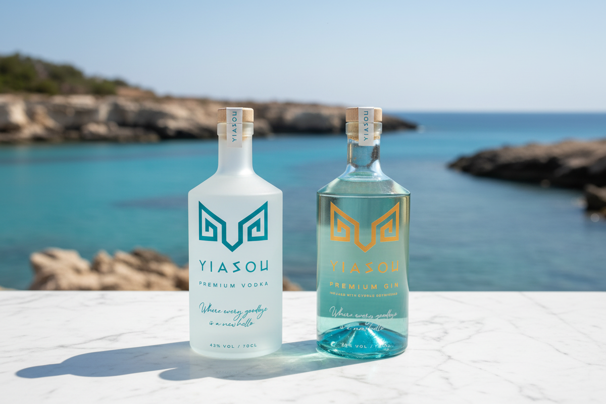 Yiasou Bottles Together - Sea Background